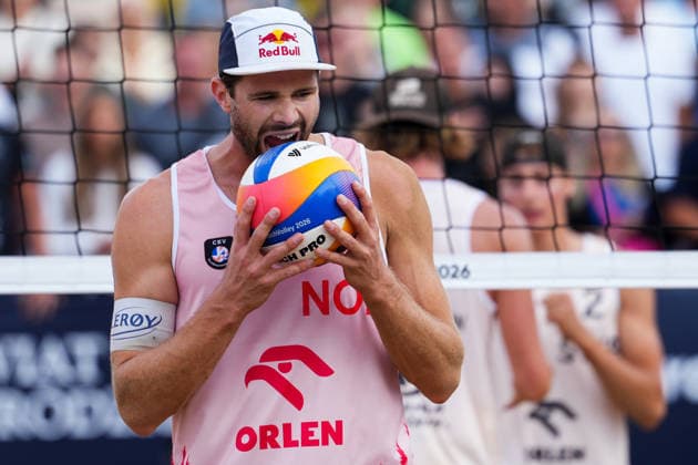 August 16, 2026: Anders Mol of Norway during the Beach Volleyball European Championship final on August 16, 2026 in Stare Jablonki. Photo by Aleksandra Szmigiel. BILDBYRAN COP 291 AZ0007 bbeng beach volleyball sand volleyball EM CEV EuroBeachVolley 2026 beach volleyball EM beach volleyball European Championship Sweden final  Copyright: ALEKSANDRAxSZMIGIEL BB260816BB716