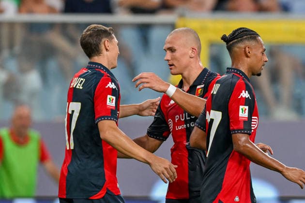 GenoaÕs Elias Havel celebrates after scoring a goal for his team during the Italian Cup soccer match between Genoa and Ascoli at the Luigi Ferraris Stadium in Genoa, Italy - Sunday, August 16, 2026. - Soccer .  Copyright: xTanoxPecoraro LaPressex