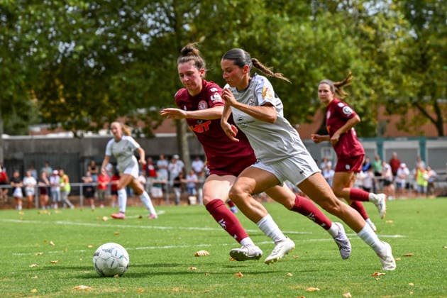 August 16, 2026, Soccer, 2026–2027 DFB Women s Cup Playoffs, Fortuna Cologne vs. SG 99 Andernach: Mia Trombin of Andernach makes a run down the wing