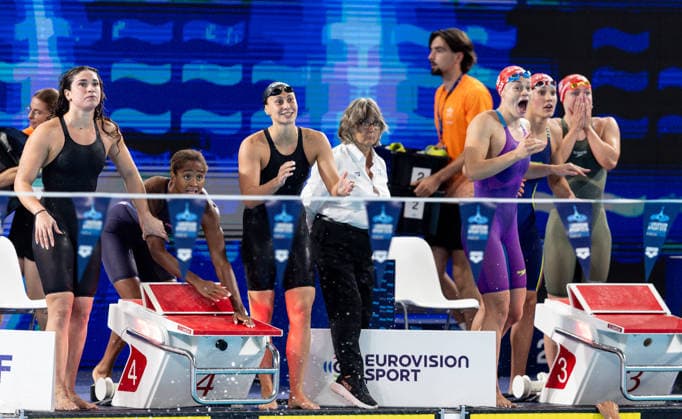 European Aquatics Championships Swimming Day 7 Benedetta Pilato, Sara Curtis, Anita Gastaldi, Lauren Cox, Angharad Evans, Keanna MacInnes during European Aquatics Championships Swimming Day 7 in Paris, France, on August 16, 2026 Paris France  Copyright: xFotoxOlimpikx originalFilename:jastrzebowski-european260816_npnHS