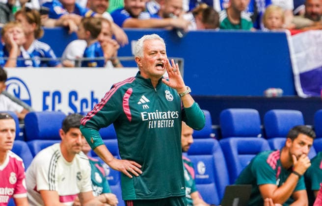 Germany Soccer Friendly Matches Clubs 2026 2027, Friendly Match FC Schalke vs. Real Madrid at VELTINS Arena in Gelsenkirchen; Facial Expressions, Emotions; José Mourinho, Real Madrid Coach Copyright: xAymanxAlahmedx