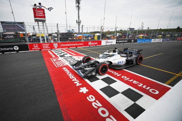 August 16, 2026, Markham, On, Canada: Marcus Ericsson, of Sweden, crosses the finish line to win the 2026 Honda Indy in Markham, Ont., on Sunday, Aug. 16, 2026. Canada News - August 16, 2026  - ZUMAc35_ 20260816_zaf_c35_021 Copyright: xSammyxKoganx