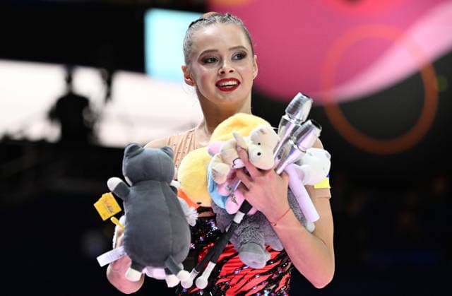 August 16, 2026, xhbx, 2026 Rhythmic Gymnastics World Championships, from left: Taisilia Onofriichuk, Ukraine, Cologne, Frankfurt am Main