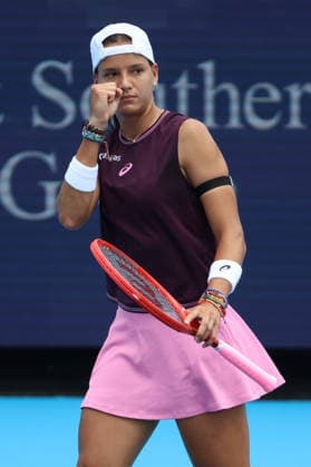 August 16, 2026, Mason, Oh, USA: Cincinnati Open Tennis 2026 - Emiliana Arango expresses emotion after winning a point against Iga Swiatek. 2026 08 16. ZUMAPress Mason USA - ZUMAn24_ 20260816_zaf_n24_063 Copyright: xWallyxNellx