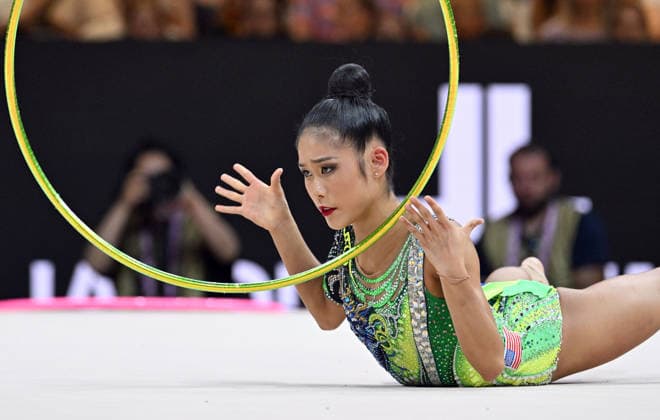 August 16, 2026, xhbx, 2026 Rhythmic Gymnastics World Championships, from left: Megan Chu (USA), hoop, Frankfurt am Main