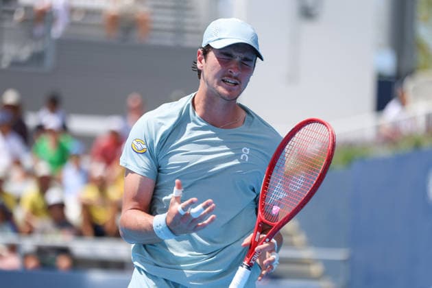 MASON, OHIO - AUGUST 16: Joao Fonseca of Brazil reacts to a play during day six of the Cincinnati Open at the Lindner Family Tennis Center on August 16, 2026 in Mason, Ohio. Copyright: xShainaxBenhiyoun SPPx Sportspressphoto_SPR209128