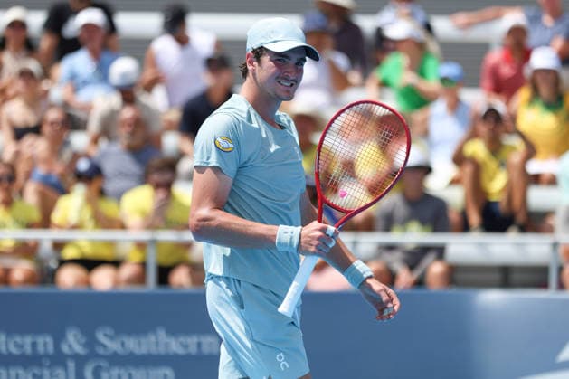 MASON, OHIO - AUGUST 16: Joao Fonseca of Brazil reacts to a play during day six of the Cincinnati Open at the Lindner Family Tennis Center on August 16, 2026 in Mason, Ohio. Copyright: xShainaxBenhiyoun SPPx Sportspressphoto_SPR209129