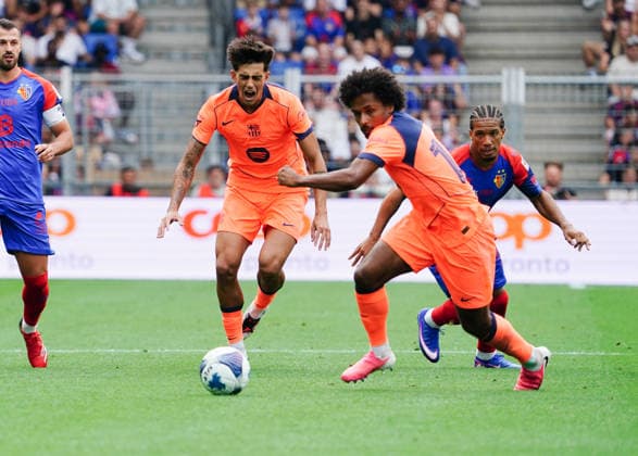 August 16, 2026, Switzerland, Basel, St. Jakob Park, Men s Soccer, 2026–2027 Season, Friendly Match: FC Basel vs. FC Barcelona, 2–5, Photo: Marc Bernal, Karim Adeyemi, FC Barcelona, Action