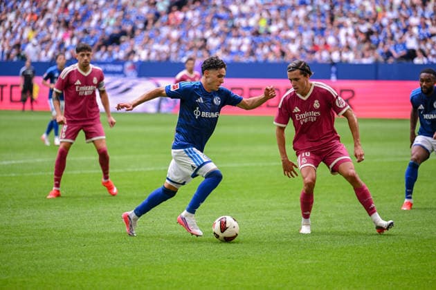 August 16, 2026, Soccer, 2026–2027 Season, Friendly Match, FC Schalke 04 vs. Real Madrid, Soufiane El Faouzi (FC Schalke 04), Álvaro Carreras (Real Madrid) xRHR PHOTO YYx Copyright: KROEGER RHR-FOTOx RHR-FOTO YY