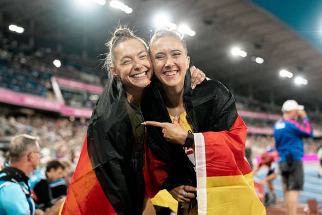 Rebekka Haase, Sprintteam Wetzlar, 4x100m mixed relay; Gina Lueckenkemper, SCC Berlin, 4x100m Mixed Relay, GBR, Track and Field, Athletics, 2026 European Athletics Championships, 2026 European Track and Field Championships, Birmingham 2026, August 9, 2026, GBR, Track and Field, Athletics, 2026 European Athletics Championships, 2026 European Track and Field Championships, Birmingham 2026, August 9, 2026, Birmingham Copyright: xStefanxMayerx EP_SMR