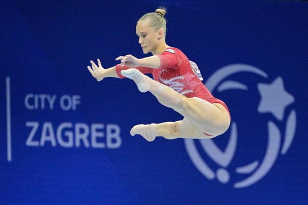 Zagreb, 16th August 2026. Arena Zagreb. 36th European Women s Artistic Gymnastics Championships Team Final. Pictured: Angelina Melnikova. Photo: Ronald Gorsic CROPIX Zagreb Copyright: xxRonaldxGorsicx zenska_gimnastika_timsko31-160826