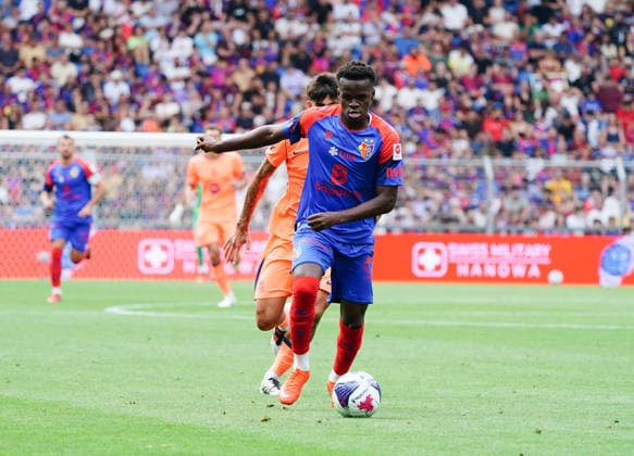 August 16, 2026, Switzerland, Basel, St. Jakob Park, Men s Soccer, 2026–2027 Season, Friendly Match: FC Basel vs. FC Barcelona, 2–5, Photo by Methino, FC Basel in action