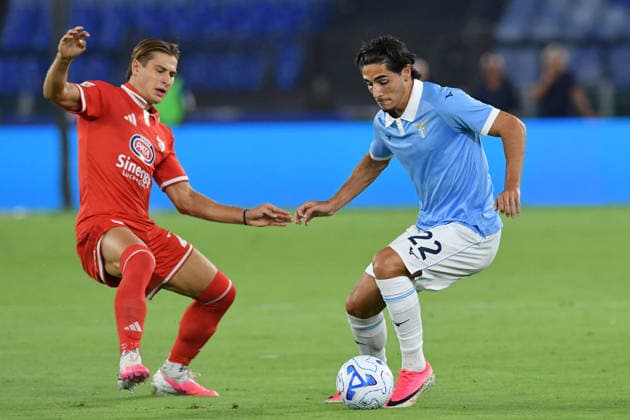Soccer, Italy cup, Lazio-Mantova Alessio Castellini of Mantova 1911,Matteo Cancellieri of SS Lazio during the round of 32 match of Coppa Italia Lazio-Mantova at the Stadio Olimpico. Rome (Italy), August 16, 2026 Imago-Images Emmefoto Copyright: xImago-Images Emmefotox