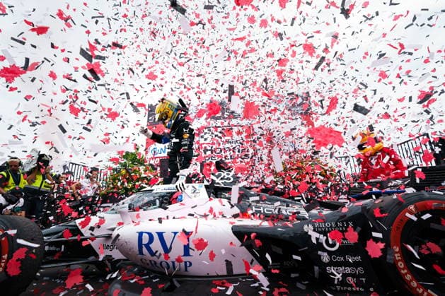 August 16, 2026, Markham, On, Canada: Marcus Ericsson, of Sweden, celebrates after winning the 2026 Honda Indy in Markham, Ont. on Sunday, Aug. 16, 2026. Canada News - August 16, 2026  - ZUMAc35_ 20260816_zaf_c35_046 Copyright: xKeitoxNewmanx