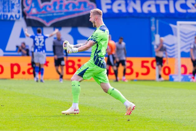 German 3rd Division, 2026–2027 Season, August 16, 2026, Matchday 2, FC Hansa Rostock vs. Waldhof Mannheim, Ostseestadion. Celebrations after the goal that tied the score at 3–3 for FC Hansa Rostock, scored by Florian Carstens (FC Hansa Rostock, No. 17) and Luca Unbehaun (FC Hansa Rostock, No. 1). Copyright: xMichellexLukax