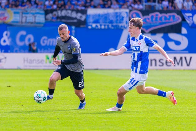 German 3rd Division, 2026–2027 Season, August 16, 2026, Matchday 2, FC Hansa Rostock vs. Waldhof Mannheim, Ostseestadion Asallari, Kushtrim Waldhof Mannheim, 20, Michaelis, Yannick FC Hansa Rostock, 41 Copyright: xMichellexLukax
