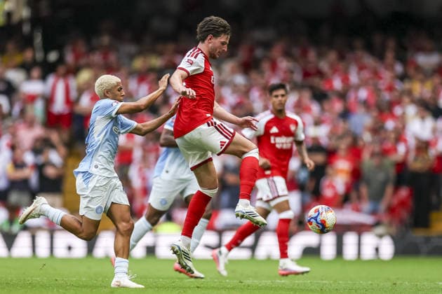 CARDIFF, WALES, AUG 16: Declan Rice of Arsenal during the FA Community Shield match between Arsenal and Manchester City at the Millennium Stadium in Cardiff, Wales on 16th of August (photo by Qian Jun Sports Press Photo) Copyright: xQianxJun SportsxPressxPhotox Sportspressphoto_SPR209562