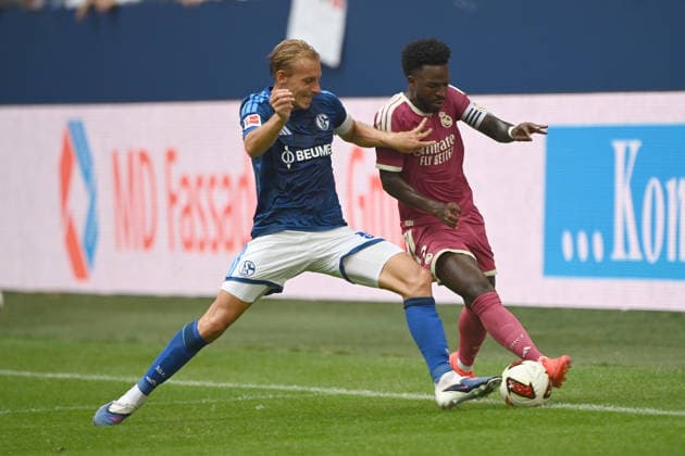 Vinicius JUNIOR (Real Madrid) vs. Timo BECKER (GE) – Action, Tackle, Soccer Friendly Match: FC Schalke 04 vs. Real Madrid 0–3 on August 16, 2026, at the Veltins Arena in Gelsenkirchen, Germany. DFL regulations prohibit any use of photographs as image sequences and or quasi-video.