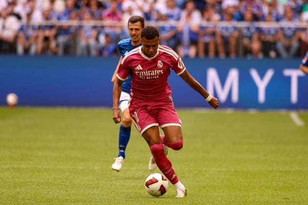 August 16, 2026, GER, Soccer, Men s, Friendly, 2026–2027 Season, FC Schalke 04 vs. Real Madrid CF, Kylian Mbappé (RMA) in action with the ball, solo play Copyright: xSvenxHanischx