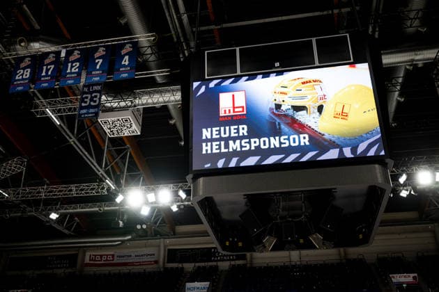 August 16, 2026 Ice Hockey Season 2026–2027 Penny DEL Public Practice of the Nuremberg Ice Tigers Icetigers ThHa xthxhax Video Cube, New Helmet Sponsor Ad