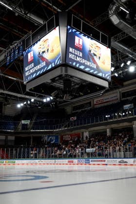 August 16, 2026 Ice Hockey Season 2026–2027 Penny DEL Public Practice of the Nuremberg Ice Tigers Icetigers ThHa xthxhax Video Cube, New Helmet Sponsor Ad