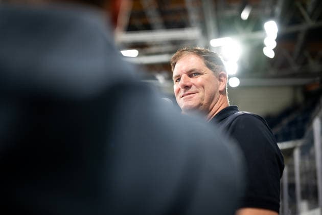 August 16, 2026 Ice Hockey Season 2026–2027 Penny DEL Public Practice of the Nuremberg Ice Tigers Icetigers ThHa xthxhax Johann Bögl, Partner at Max Bögl, in conversation with Christian Rupp, stadium announcer for the Nuremberg Ice Tigers, NIT