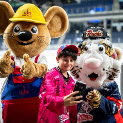 August 16, 2026 Ice Hockey Season 2026–2027 Penny DEL Public Practice of the Nuremberg Ice Tigers Icetigers ThHa xthxhax Maxmaus Mascot, Max Bögl Company, Pucki Mascot, Nuremberg Ice Tigers, NIT, Fan