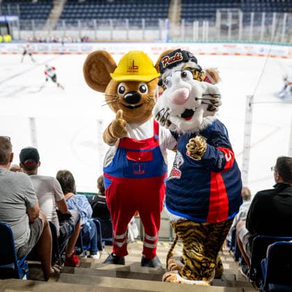 August 16, 2026 Ice Hockey Season 2026–2027 Penny DEL Public Practice of the Nuremberg Ice Tigers Icetigers ThHa xthxhax Maxmaus Mascot, Max Bögl Company with Pucki Mascot, Nuremberg Ice Tigers, NIT