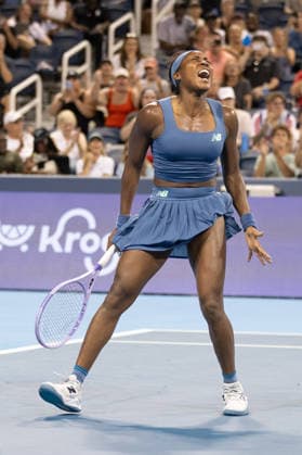 MASON, OHIO - AUGUST 16: Coco Gauff of United States reacts after winning during day six of the Cincinnati Open at the Lindner Family Tennis Center on August 16, 2026 in Mason, Ohio. Copyright: xShainaxBenhiyoun SPPx Sportspressphoto_SPR209976