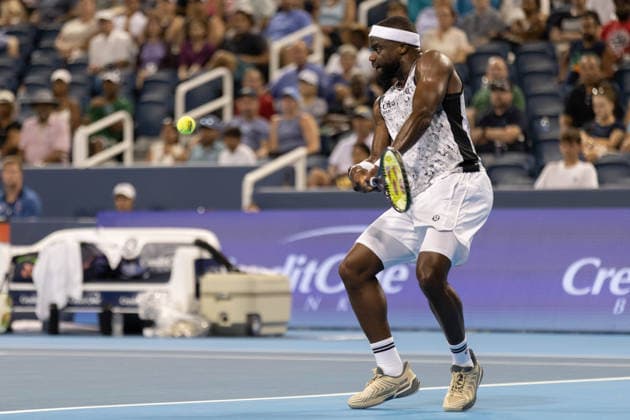 MASON, OHIO - AUGUST 16: Frances Tiafoe of United States hits a backhand during day six of the Cincinnati Open at the Lindner Family Tennis Center on August 16, 2026 in Mason, Ohio. Copyright: xShainaxBenhiyoun SPPx Sportspressphoto_SPR210000
