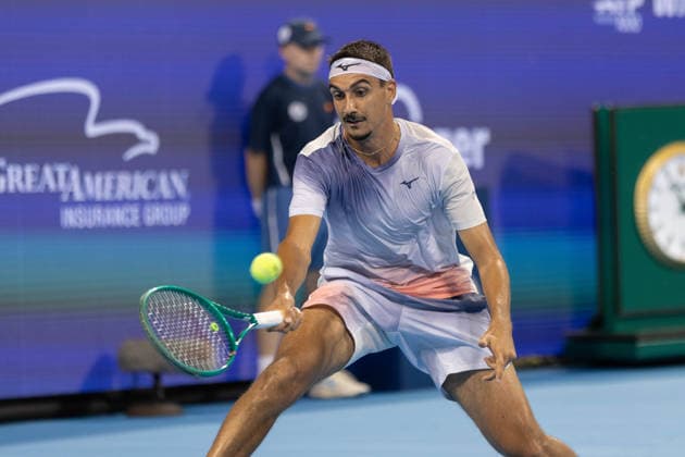 MASON, OHIO - AUGUST 16: Lorenzo Sonego of Italy in action during day six of the Cincinnati Open at the Lindner Family Tennis Center on August 16, 2026 in Mason, Ohio. Copyright: xShainaxBenhiyoun SPPx Sportspressphoto_SPR210014