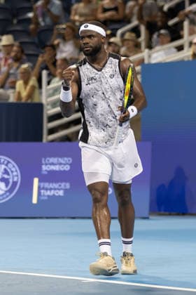 MASON, OHIO - AUGUST 16: Frances Tiafoe of United States reacts to a play during day six of the Cincinnati Open at the Lindner Family Tennis Center on August 16, 2026 in Mason, Ohio. Copyright: xShainaxBenhiyoun SPPx Sportspressphoto_SPR210015