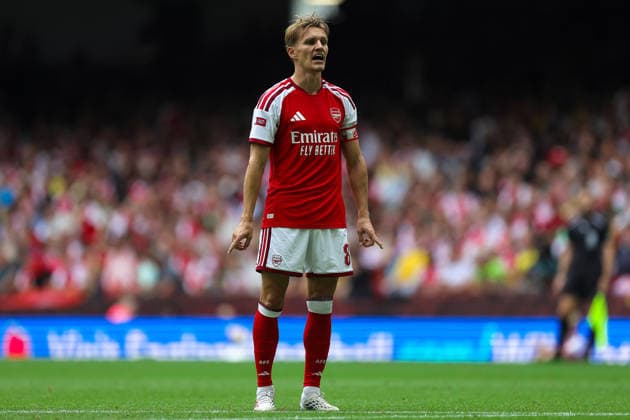 Arsenal v Manchester City, FA Community Shield Martin Odegaard (8) of Arsenal during the FA Community Shield match between Arsenal and Manchester City at Principality Stadium, Cardiff, UK on 16 August 2026. Editorial use only DataCo restrictions apply See www.football-dataco.com , Copyright: xNigelxKeenex PSI-24687-0085