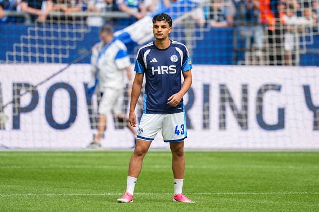 August 16, 2026, xydrx, Men s, Soccer, Friendly Match, FC Schalke 04 vs. Real Madrid, 2026–2027 Season, Veltins Arena, Mertcan Ayhan, FC Schalke 04, 43. DFB regulations prohibit any use of photographs as image sequences and or quasi-video. Copyright: HMBxMedia YannisxDreimann