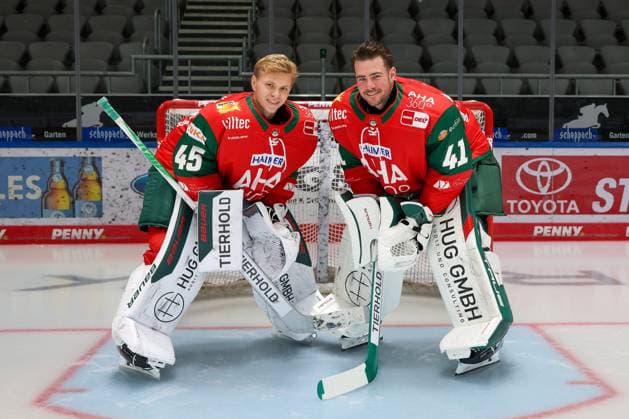 l r Tobias Ancicka 45 Augsburg Panthers and Peyton Jones 41 Augsburg Panthers, team and portrait photos, Augsburg Panthers, 2026–2027 season, ice hockey, Penny DEL, August 17, 2025, Augsburg, Bavaria, Germany Copyright: xkolbert-press ChristianxKolbertx