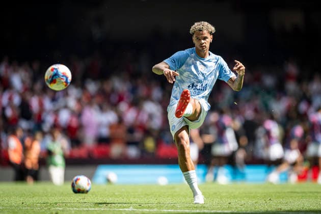 RECORD DATE NOT STATED 16th August 2026; Millennium Stadium, Cardiff, Wales; Community Shield Football, Arsenal versus Manchester City; Nico O Reilly of Manchester City during the pre-match warm-up GodfreyxPitt