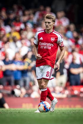 RECORD DATE NOT STATED 16th August 2026; Millennium Stadium, Cardiff, Wales; Community Shield Football, Arsenal versus Manchester City; Martin Odegaard of Arsenal on the ball GodfreyxPitt