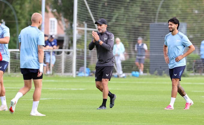 Jon Dagur Thorsteinsson, Coach Stefan Leitl, Kevin Sessa Sports Soccer Soccer 2026–2027 Season 2. Bundesliga Men s DFL August 18, 2026 Training Hertha BSC Berlin DFL regulations prohibit any use of photographs as image sequences and or quasi-video