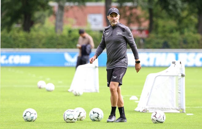 Coach Stefan Leitl Single Image Cutout Action Sports Soccer 2026–2027 Season 2. Bundesliga Men s DFL August 18, 2026 Training Hertha BSC Berlin DFL regulations prohibit any use of photographs as image sequences and or quasi-video