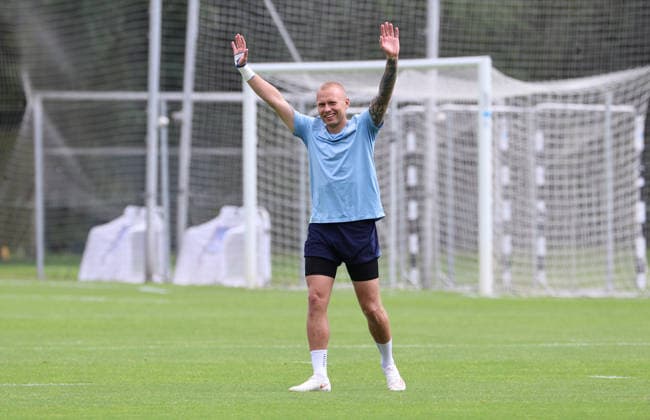 Jon Dagur Thorsteinsson celebrates Joy Emotion Cheering Sports Soccer Soccer Season 2026–2027 2. Bundesliga Men s DFL August 18, 2026 Training Hertha BSC Berlin DFL regulations prohibit any use of photographs as image sequences and or quasi-video
