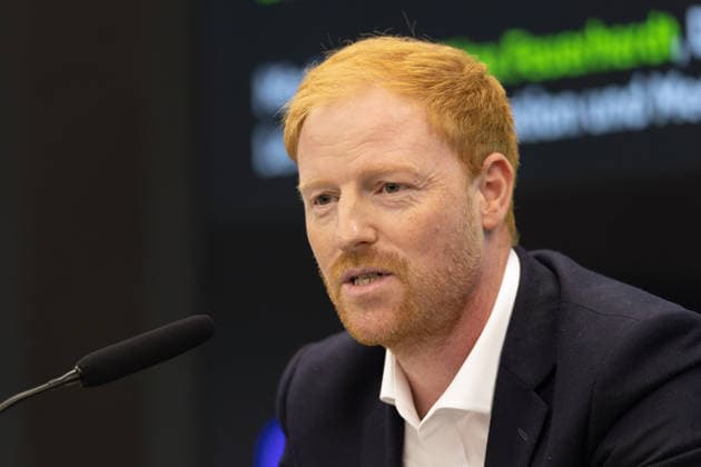 DFB Schiri GmbH Media Training: Benjamin Schmedes, Bundesliga Director of Sports and Board Member, addresses participants at the media training information session for referees on August 18, 2026, in Frankfurt am Main, Frankfurt am Main, Hesse, Germany, at the DFB Campus