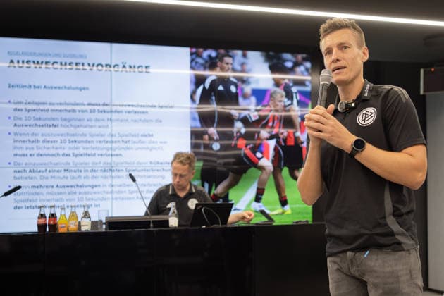 Football, media training course organised by DFB Schiri GmbH in Frankfurt am Main