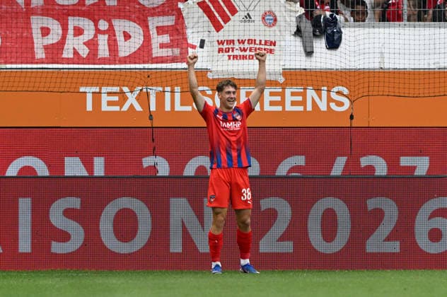 GOAL: 1–0 Yannik Wagner 1 FC Heidenheim 1846 (FCH) 38 Goal celebration 1 FC Heidenheim 1846 (FCH) vs. FC Bayern Munich (FCB) Friendly Match August 18, 2026 DFL regulations prohibit ANY USE OF PHOTOGRAPHS AS IMAGE SEQUENCES AND OR QUASI-VIDEO 1 FC Heidenheim 1846 FCH vs. FC Bayern Munich FCB Friendly Match