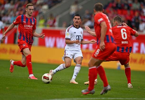 August 18, 2026, 2026–2027 Bundesliga, Friendly Match, 1. FC Heidenheim vs. FC Bayern Munich, at the Voith Arena in Heidenheim, Felipe Chavez (FC Bayern Munich) in possession of the ball