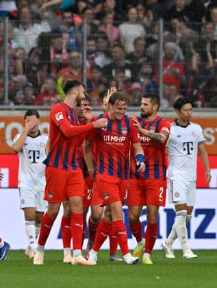 GOAL: 2-1 Julian Niehues 1 FC Heidenheim 1846 FCH 16 Goal celebration Mikkel Kaufmann 1 FC Heidenheim 1846 FCH 29 Luca Kerber 1 FC Heidenheim 1846 FCH 20 1 FC Heidenheim 1846 FCH vs. FC Bayern Munich FCB Friendly Match August 18, 2026 DFL regulations prohibit any use of photographs as image sequences and or quasi-video 1 FC Heidenheim 1846 FCH vs. FC Bayern Munich (FCB) Friendly Match