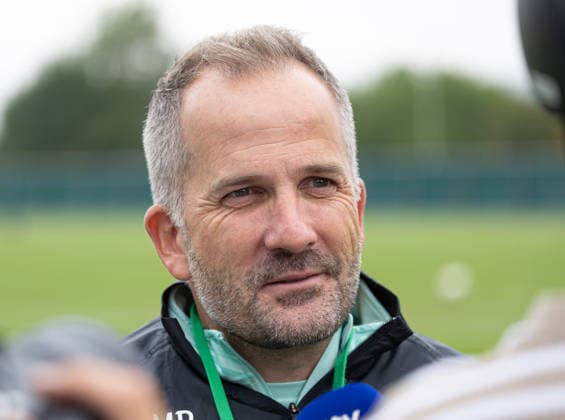 Interview with Manuel Baum, FC Augsburg Coach, at the FC Augsburg Training Facility, Training,