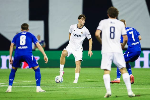 Champions League Qualifying, Playoff: Dinamo Zagreb vs. Viking Zagreb, August 18, 2026. Viking’s Henrik Falchener during the Champions League qualifying playoff match between Dinamo Zagreb and Viking at Maksimir Stadium. Photo by Nikola Krstic, NTB, Zagreb, Croatia. EDITORIAL USE ONLY. RESTRICTED USE FOR BETTING COMPANIES  Copyright: xNTBx
