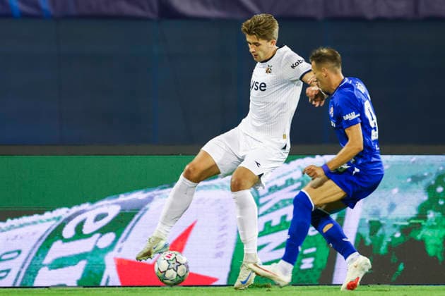 Champions League Qualification, playoff Dinamo Zagreb vs. Viking Zagreb 20260818 Dinamo Zagreb’s Mislav Orsic and Viking’s Henrik Heggheim during the Champions League qualifying playoff match between Dinamo Zagreb and Viking at Maksimir Stadium Photo Nikola Krstic NTB Zagreb Croatia EDITORIAL USE ONLY RESTRICTED USE BY BETTING COMPANIES  Copyright: xNikolaxKrsticx xNTBx