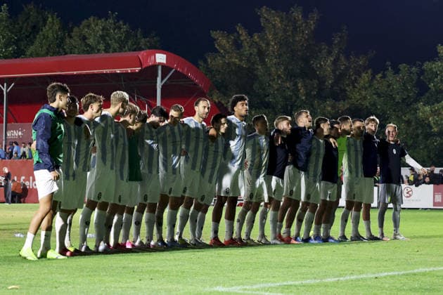 August 18, 2026, Men s, Soccer, 2026–2027 Season, Bavarian Regional League, Matchday 5: TSV Aubstadt vs. TSV 1860 Munich. TSV 1860 Munich celebrates the away victory in front of its own fans at Sulzfeld Schulstadion, Aubstadt, NGN Arena, Bavaria, Germany
