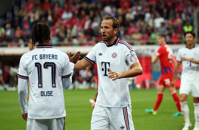 August 18, 2026, 1 FC Heidenheim vs. FC Bayern Munich, Germany, Heidenheim, August 18, 2026, Soccer, Bundesliga, 2026–2027 season, Friendly match, 1 FC Heidenheim vs. FC Bayern Munich, featuring Michael Olise and Harry Kane (both of FC Bayern Munich)